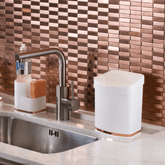 Lixeira 2,5 Litros Branca Com Faixa Rose Gold - Ela Decora